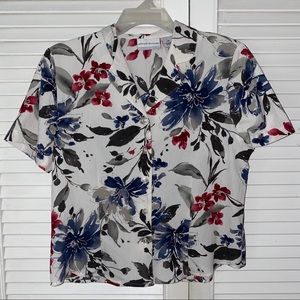Alfred Dunner Button Up Flower Shirt